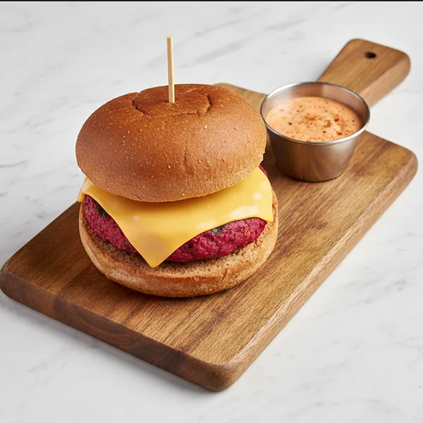 Desi Beetroot Palak Burger with Tandoori Mayo